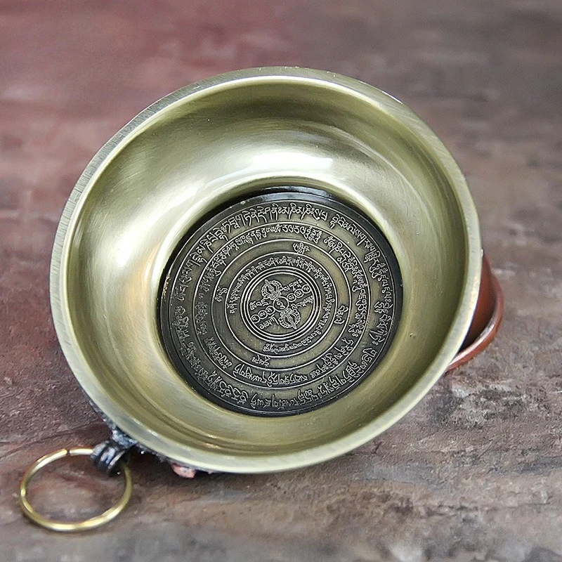 10cm Round Bronze Copper Smoke Offering Plate Incense Burner for Worship
