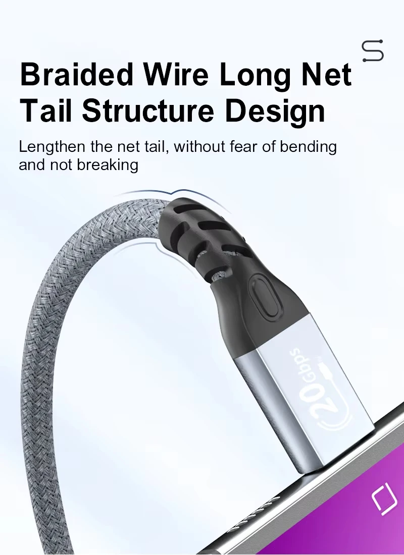 USB C 3.2 Gen 2X2 Cable 4K@60Hz Video Output 20Gbps High Speed Data Transfer 100W 5A Fast Charging for iPhone 16 MacBook Pro