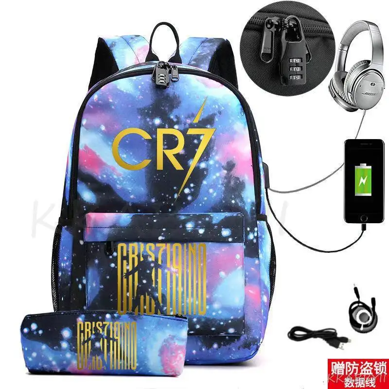 CR7-mochila para ordenador portátil para mujer y hombre, bolsa de lona, de viaje, Retro, informal, escolar, para adolescentes