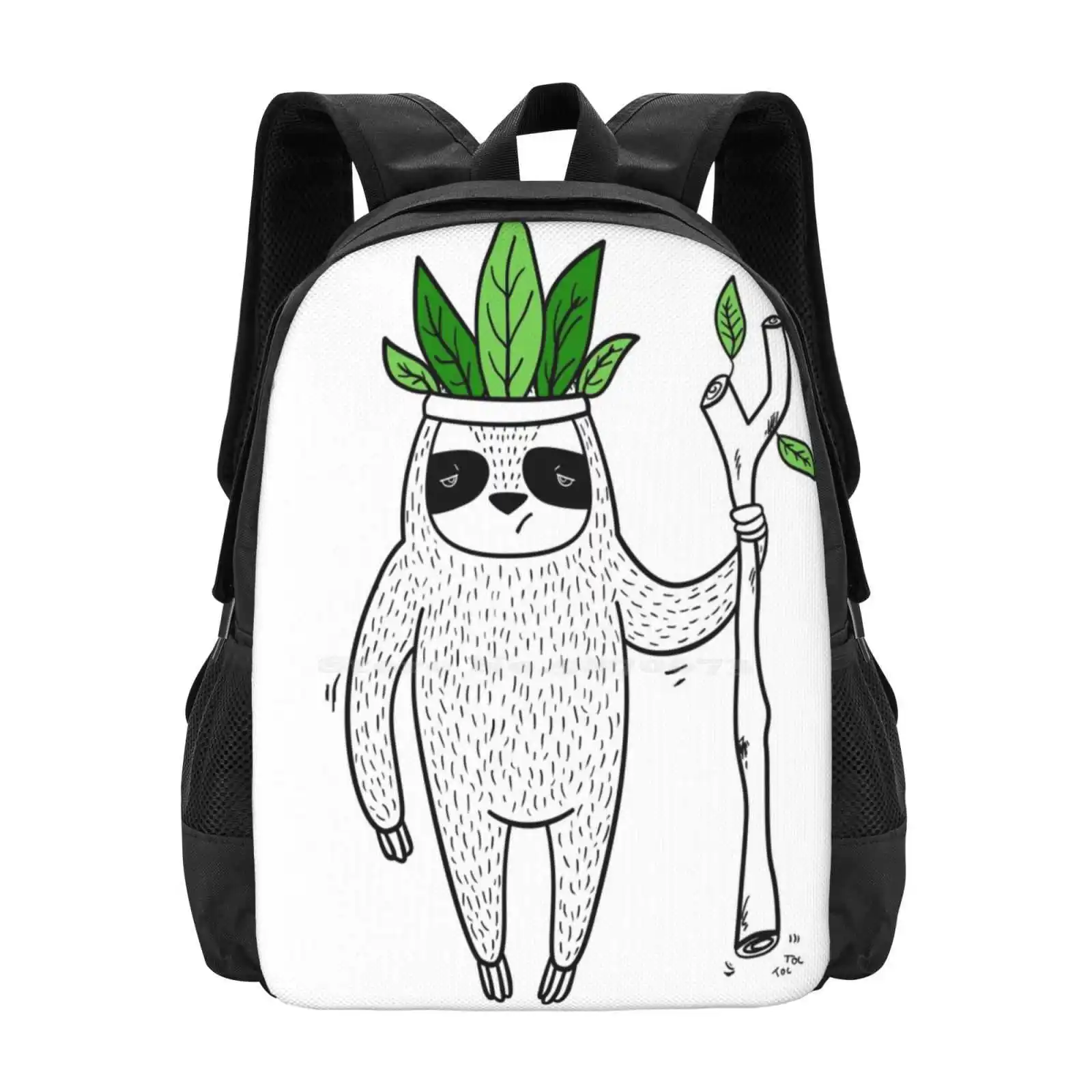 

King Of Sloth Teen College Student Backpack Pattern Design Bags Ethnic Vector Orange Animal Forest Nature Cute Kawaii Redhead