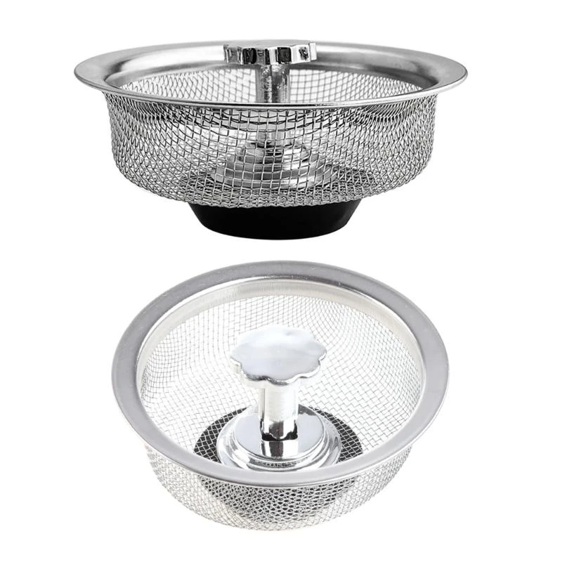 Stainless Steel Sink Strainer Waste Disposer Outfall Filter Hair Basket Sewer Outfall Water Stopper Plug Bathroom Kitchen B95B