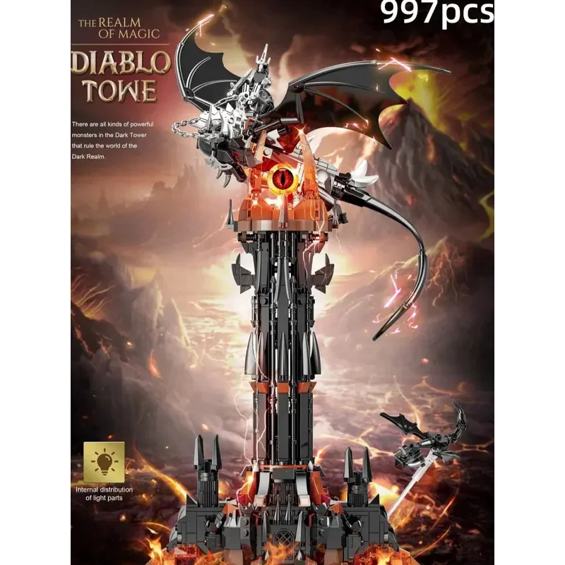 

MOC Nazgûl Beast Evil Tower Building Set - Creative Fortress Castle Assembly Toy, Movie Collectible Display & Perfect Kids' Gift