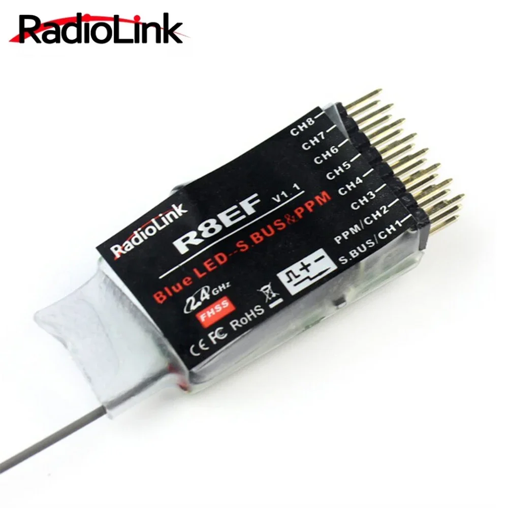 Radiolink R8EF 2.4Ghz 8 채널 RC 리시버 지지대 S-Bus/PPM/PWM 신호, 8CH T8FB T8S RC 송신기, RC 자동차 보트 비행기용