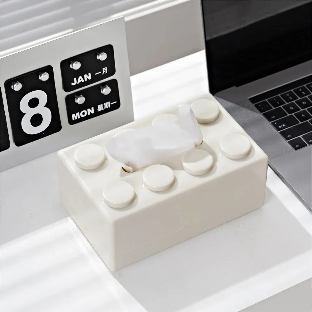 Desktop Square with Spring Building Block Type Tissue Box Household Multi-functional Wall Hanging Upside down One Tissue Storage