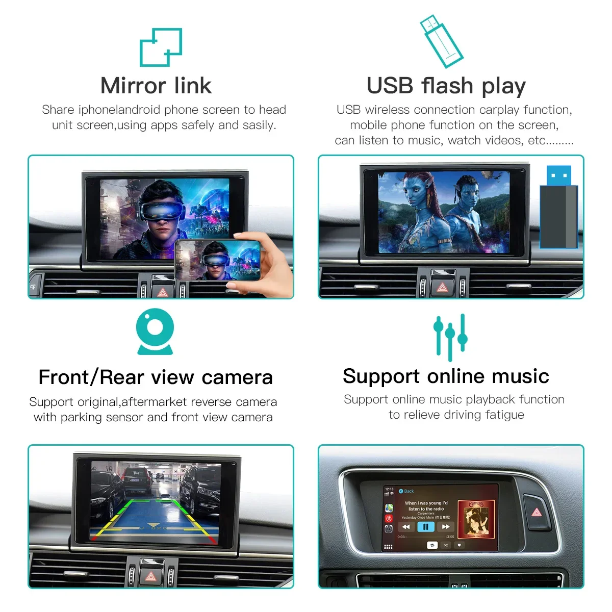 Autoabc Wireless Apple CarPlay Android Auto interface For Audi MMI MIB2 Wireless screen mirroring Carplay kits car video