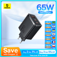 Baseus 65W GaN Charger PD Charge Type C USB Charger Support QC PPS Portable Fast Charger For iPhone 16 15 14 13 Laptop Charger
