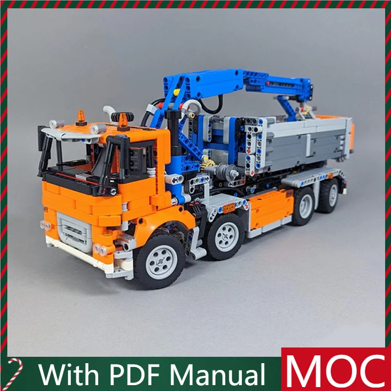 

1858 PCS MOC Orange-blue Heavy-duty Tow Truck Model Modular Building Blocks Kids Assembly Display Toys Festival Surprise Gift
