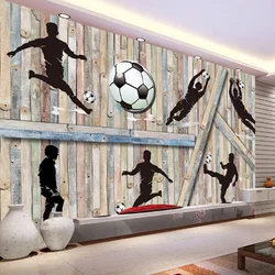 3D Wallpaper Modern Wooden Board Football Sports Photo Wall Murals Living Room Kid's Bedroom Background Wall Painting Home Decor