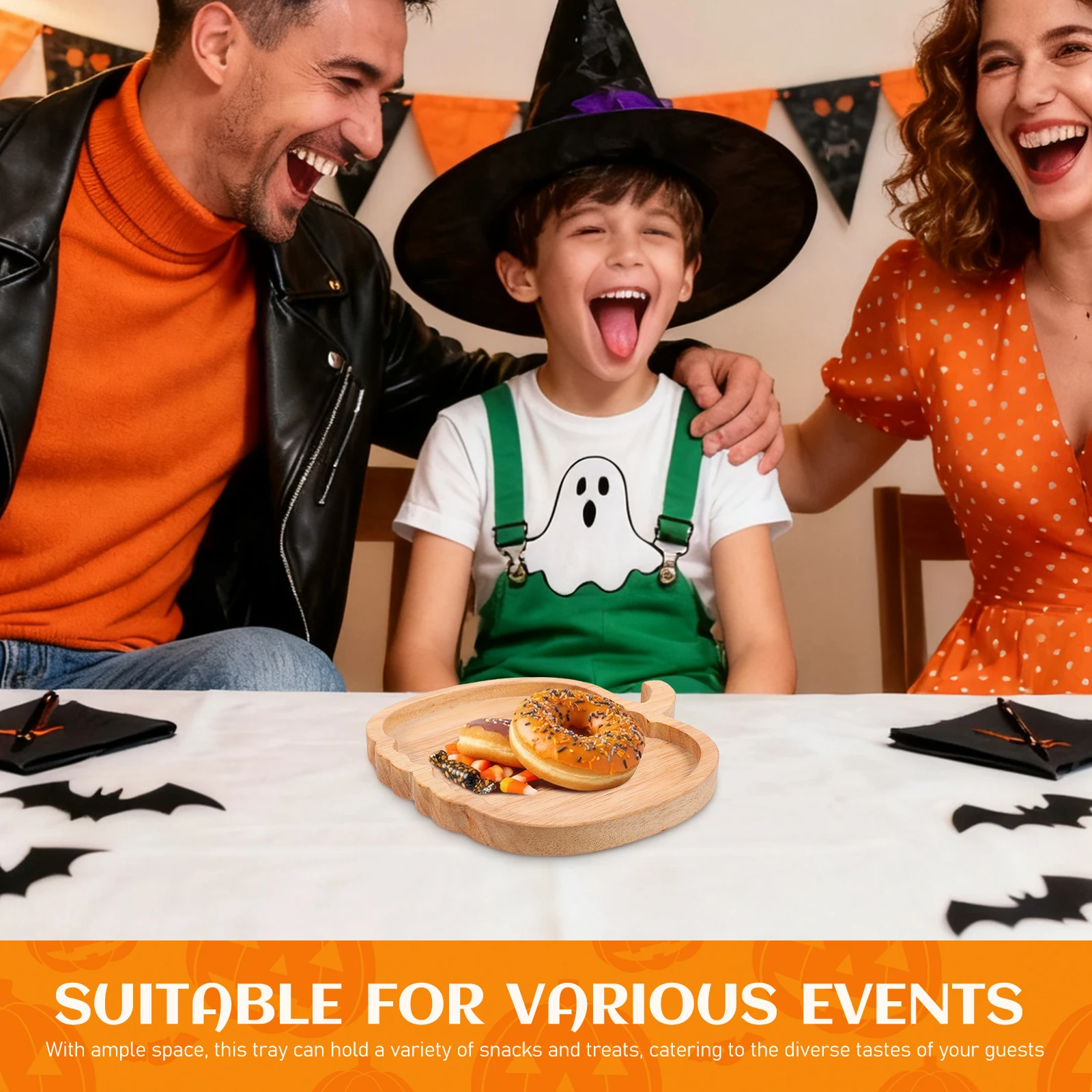 

Pumpkin Snack Plate Wooden Serving Platter For Dry Fruit Nut Storage Halloween Party Kitchen Breakfast Display Food Plate