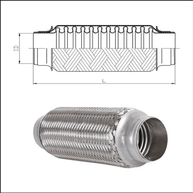 High Quality Stainless Steel Replacement Double Braided Flexible Exhaust Hose Universal For Vehicles