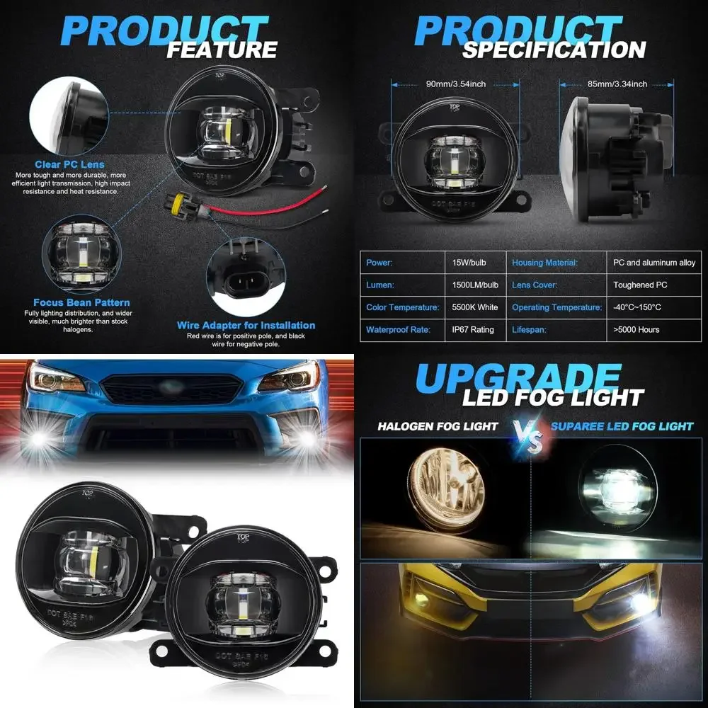 

Enhanced LED Fog Lights for Nissan Frontier 2005-2020, Xterra 2006-2015, Subaru Forester 2014-2021, Crosstrek 2016-2021 - 2 Pack