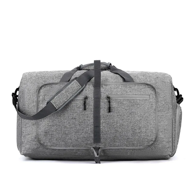 Men's and women's foldable waterproof travel bag large-capacity nylon storage bag with shoe compartment can be set with tie rod