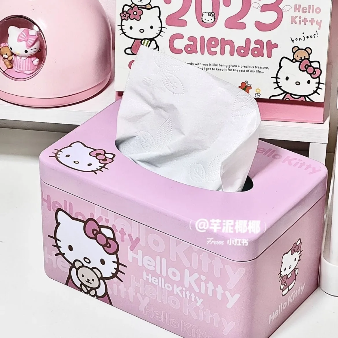 22Cm saniris Cartoon Kawaii Hello Kittys Bow Tissue Box scatola di fazzoletti scatola di immagazzinaggio del tessuto scatola di immagazzinaggio in