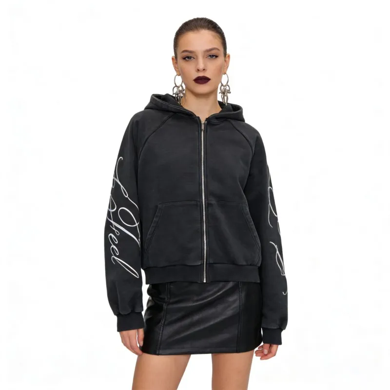 

Одежда Y2K в стиле Харадзюку, готический стиль, с принтом букв, ретро-мода, мужская и женская толстовка, хип-хоп, панк-стиль, черная толстовка на молнии оверсайз