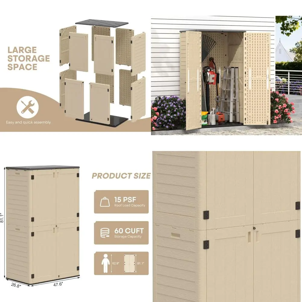 

Шкаф для хранения на открытом воздухе цвета хаки — устойчивый к атмосферным воздействиям, легкая сборка, идеально подходит для патио, сада, бассейна