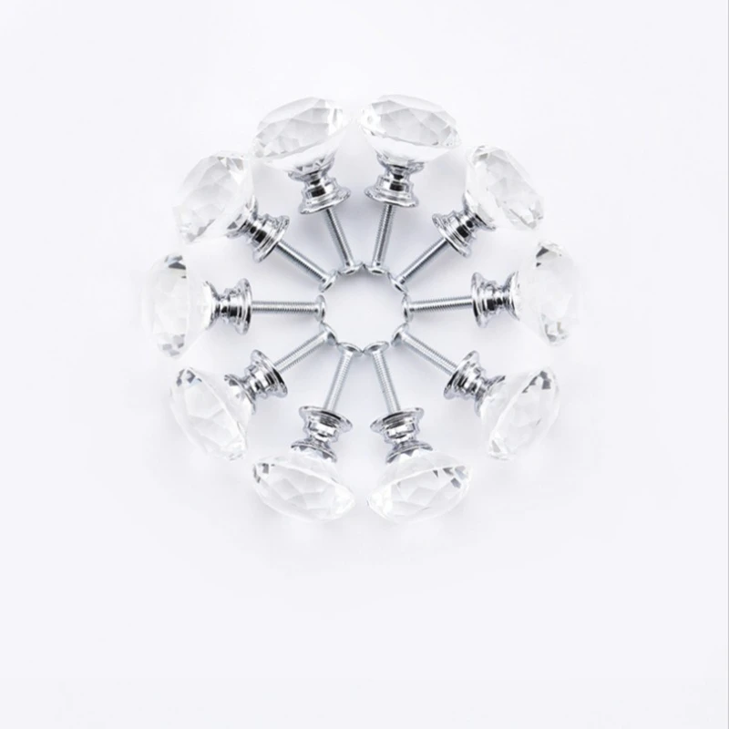 

20PCS 30mm Diamond Crystal Cabinet Knobs, Premium Glass Drawer Handles for Kitchen Cabinets, Wardrobe Doors