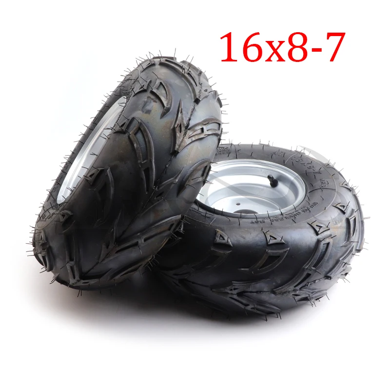 

2 Pcs 16x8-7 7" Front/rear Rims Tires Tire Kits for 110cc 125cc ATV Bike Complete Tubeless Tires