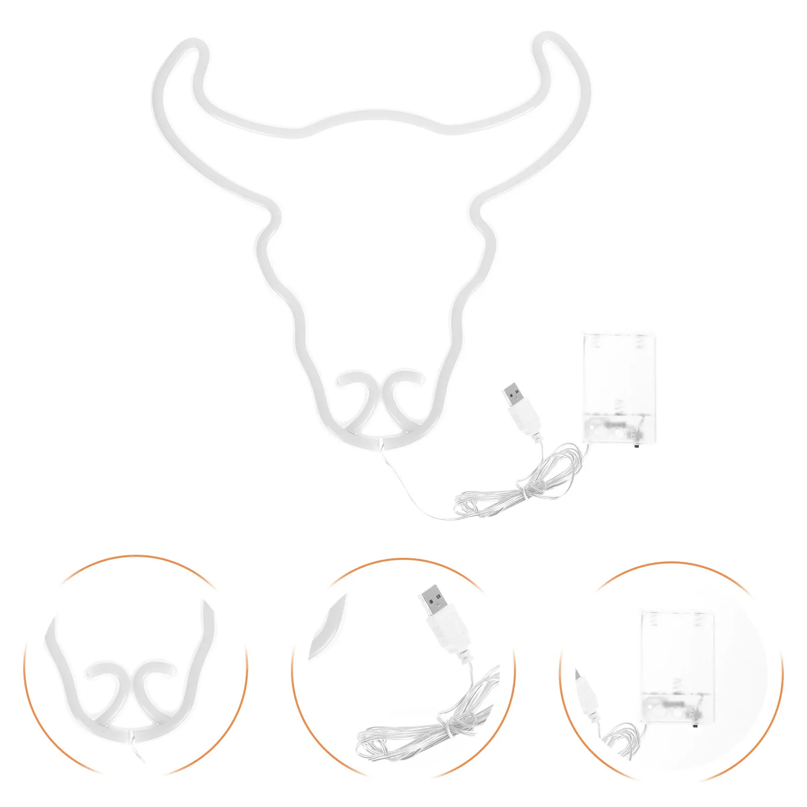 

1Pcs Cow Head Modeling Lamp LED Neon Light for Party Home Decor Creative Hanging-Type Warm Atmosphere Lighting Lovely Neon Lamp