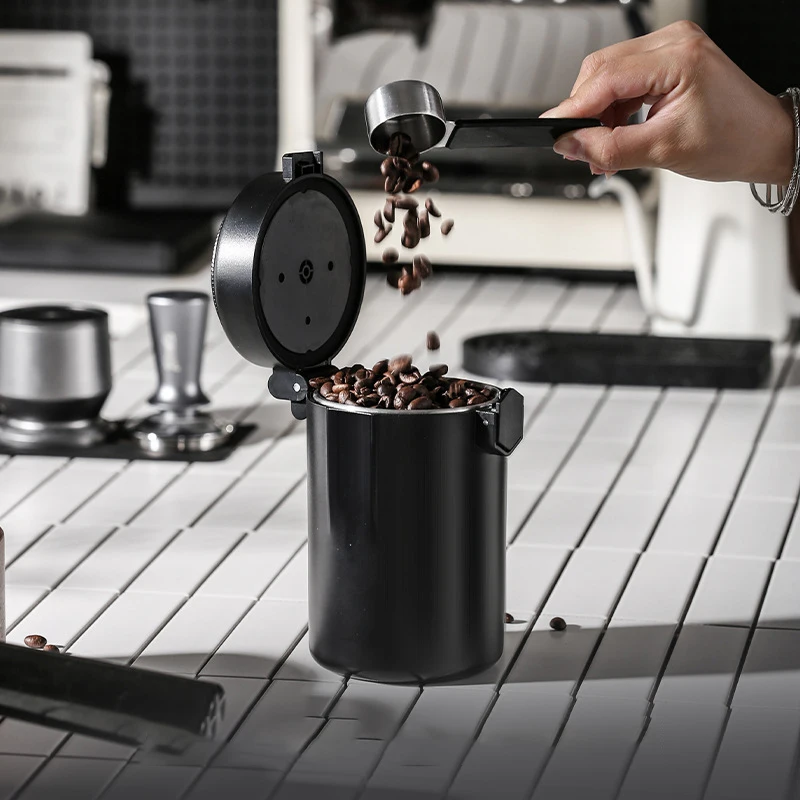 

600ml Stainless Steel Coffee Bean Sealed Can Vacuum Double-layer Storage Can Tea Leaves Fresh-keeping Can Coffee Utensils