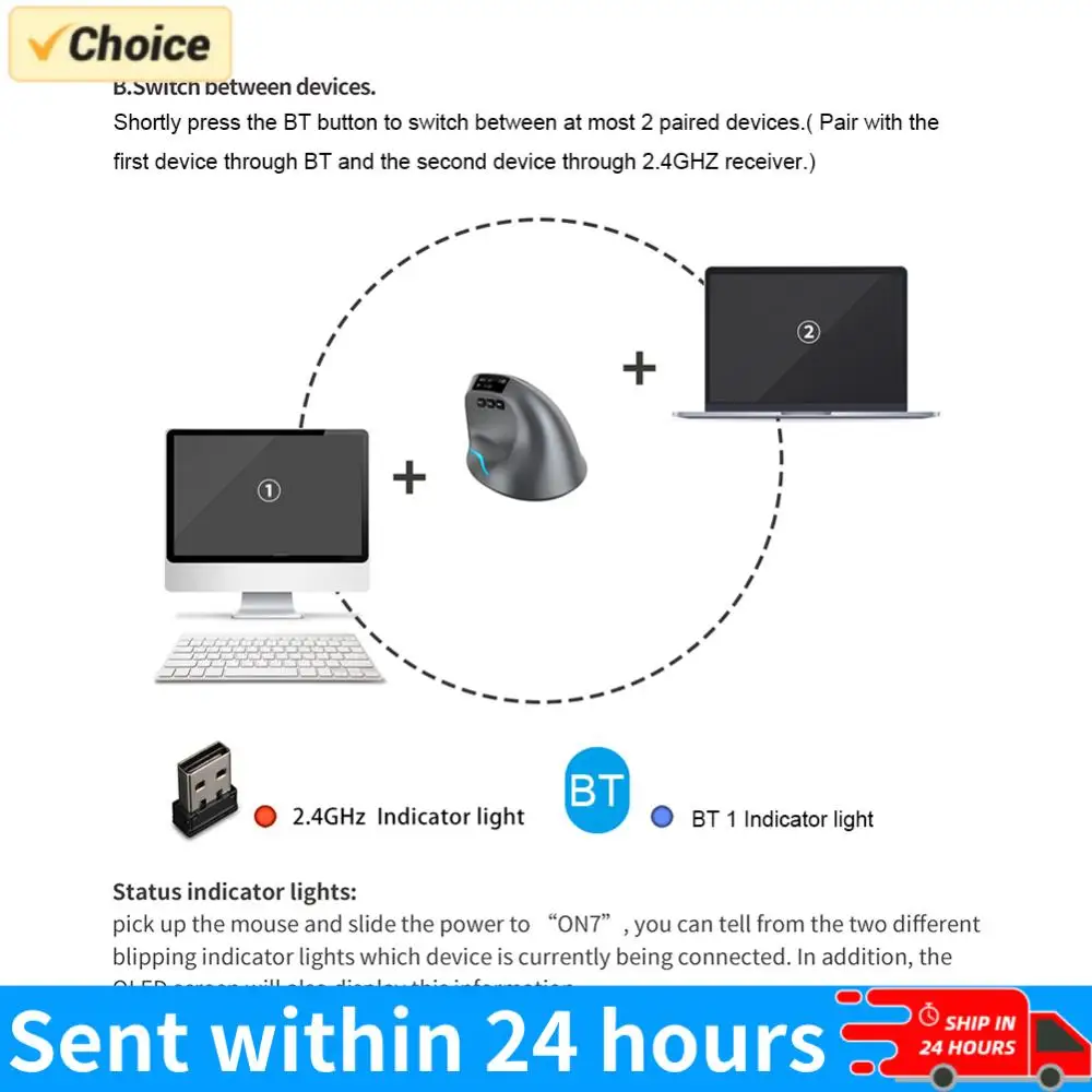 

Беспроводная вертикальная мышь F-26C 2,4 ГГц для компьютерных игр, 4 регулируемых уровня DPI (1000/1600/2400/3200), 8 кнопок, перезаряжаемая, для ПК