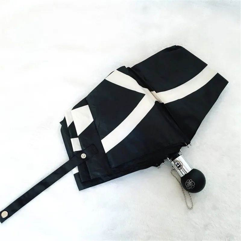 Windproof Automatic Folding Umbrella Rain Women Umbrellas For Men Black Coating Parasol Luxury Anti UV Three-fold Sun Umbrella