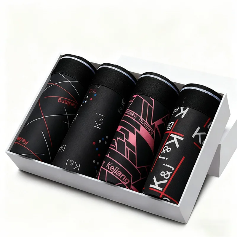 

4 Pieces Of Ice Silk Men's Boxer Shorts Are Comfortable Cool Breathable Suitable For Outdoor Sports Men's Underwear