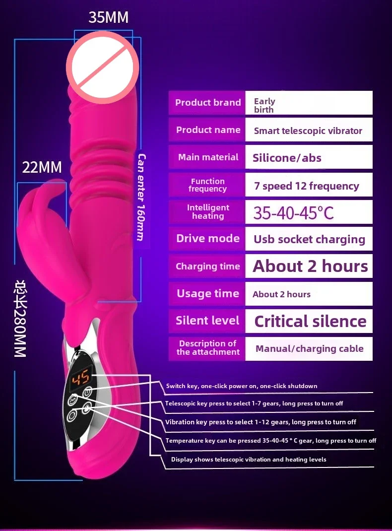 2-in-1 النساء ساخنة أرنب هزاز محاكاة القضيب الإدراج AV هزاز المهبل الحلمة G-بقعة البظر عصا تدليك الجنس لعب