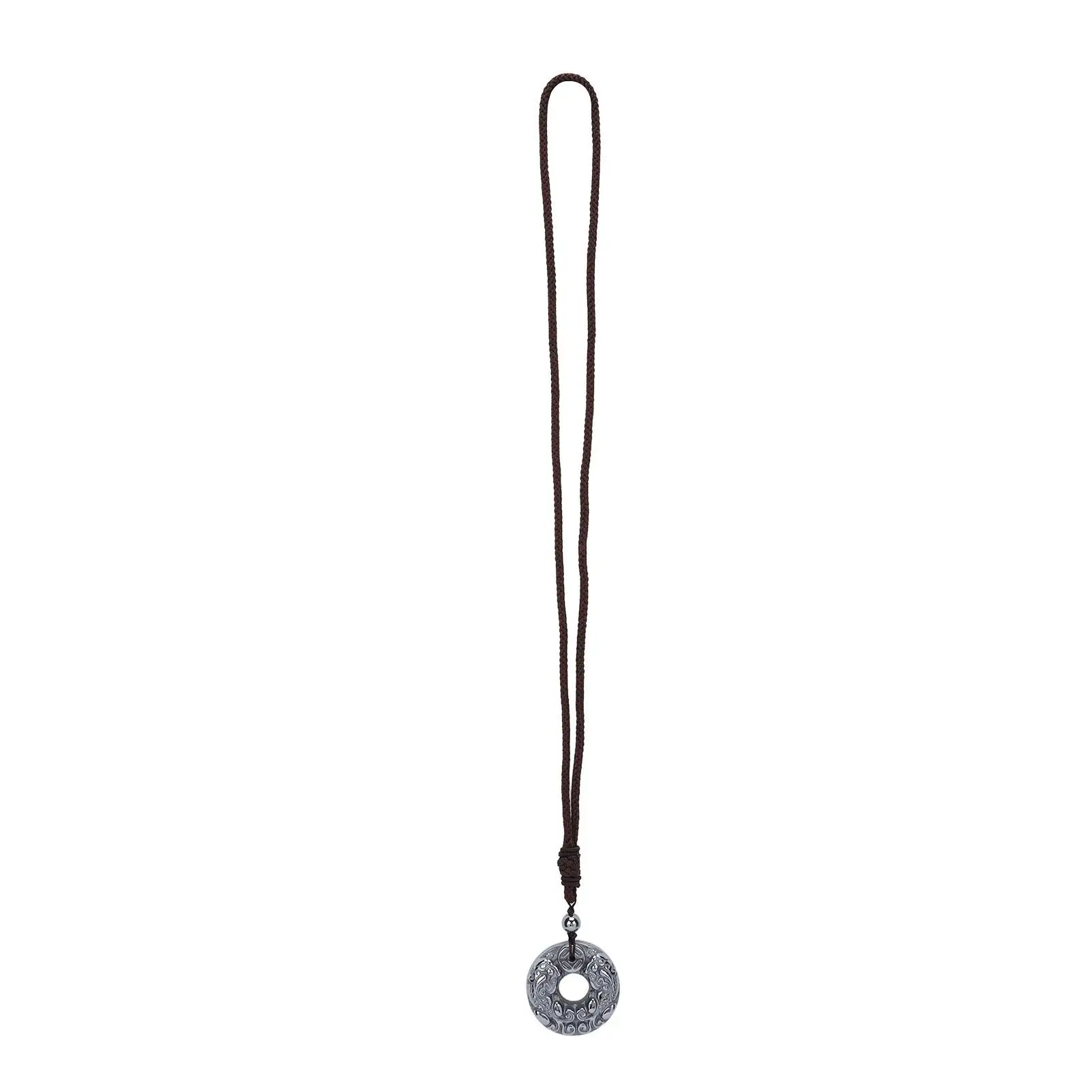 

Terahertz Stone Pendant Necklace Double Dragon Pattern Natural Healing Power Jewelry