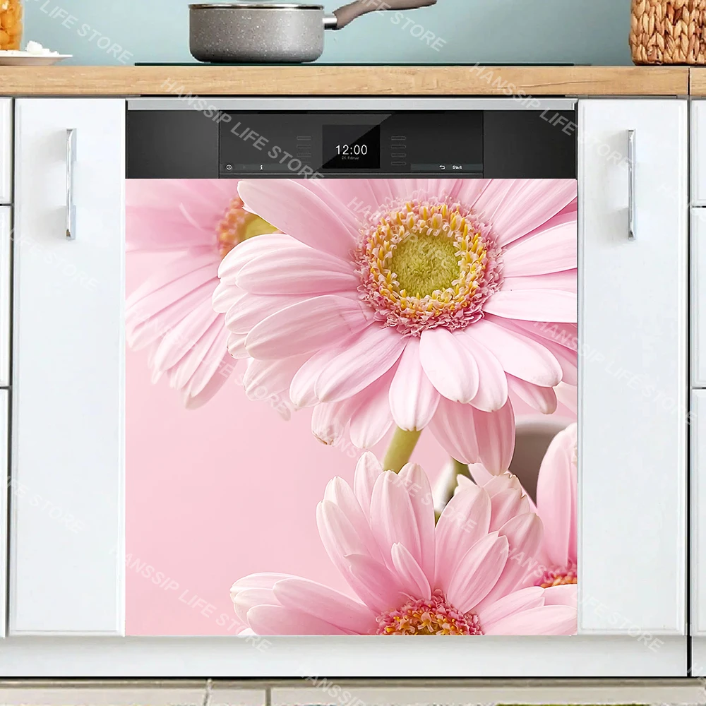 Vivid Strawberry Fruits Splash Dishwasher Sticker Decor Kitchen Waterproof Vinyl Retro Floral Art Mural Cabinet Door Panel Decal