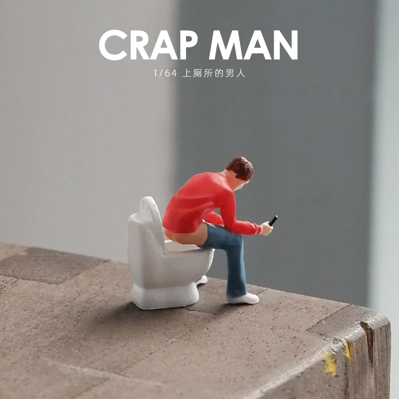 

1:64 Toilet Man Figure Model Scene Set Character Simulation Resin Doll for Scene DIY Display