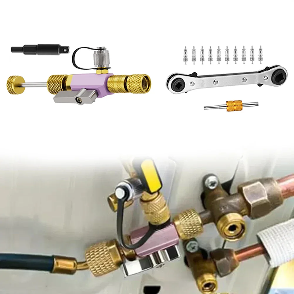 

1 Set Car Vacuum-Rated Valve Core Removal Tool For A2L, Dual Head Valve Core Remover Car Repair Tool Accessories