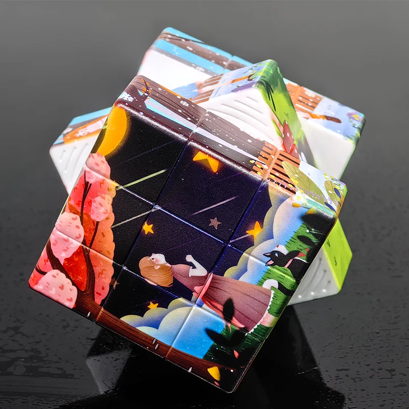 Piękny rysunek do drukowania 3/3C 3x3 magiczne 3x3x3 warstwy Speed Cube profesjonalne Puzzle dla dzieci