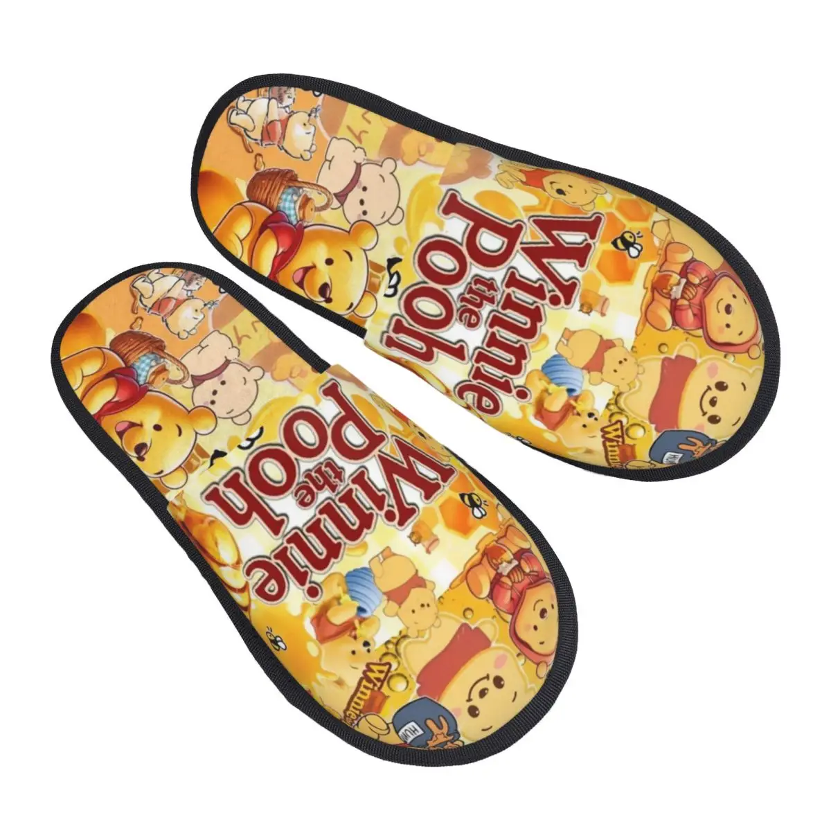 

Изготовленные на заказ домашние тапочки из мягкой пены с эффектом памяти с рисунком Винни Пуха Kawaii, женские удобные теплые тапочки с противоскользящей подошвой и желтым медведем
