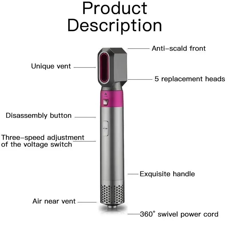 Hair Dryer Multi-functional Hair Styler 5 in 1 Curling Iron HairStraightener with HairBrush HairDryer HairDryer Girl Gift