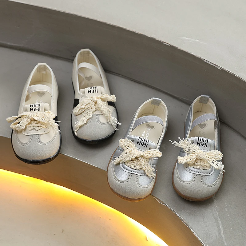 

Новые детские туфли-балетки 2026 года для девочек, в стиле Лолита, с кружевом и бантом, кожаные, для свадьбы, вечеринки, модные, повседневные, нарядные