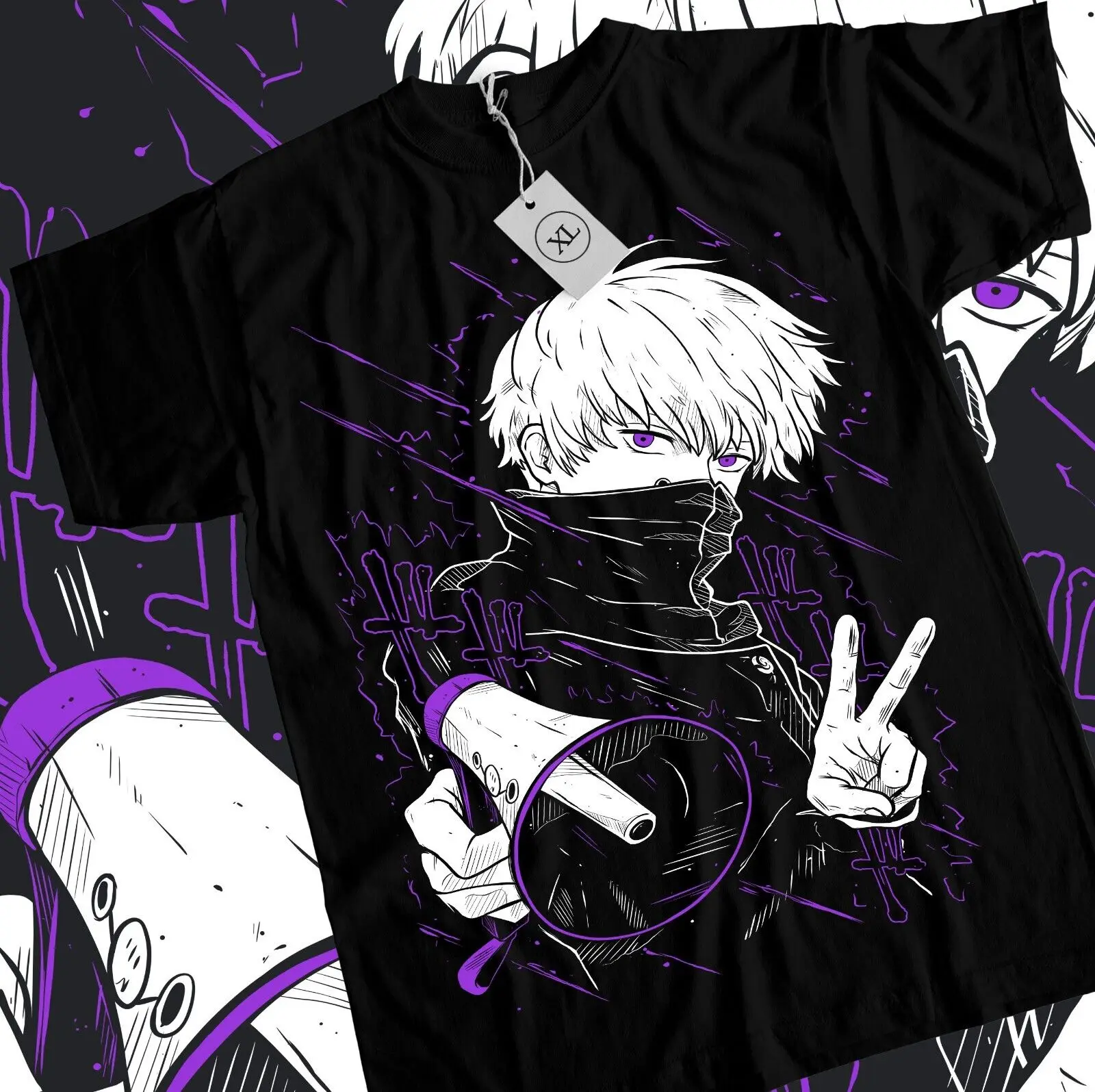 Inumaki Toge T-Shirt Jujutsu Kaisen Megumi Fushiguro Satoru Gojo Black Shirt