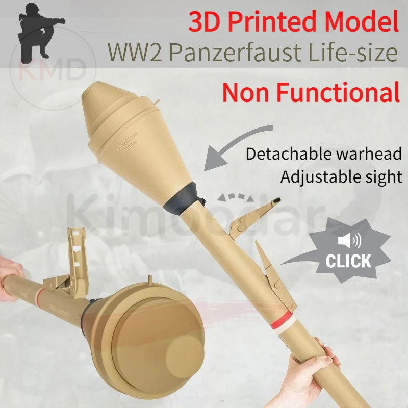 3D Printed WWII Iron Fist Anti Tank Rocket Launcher Model Static Non Functional Ornament Military Enthusiast's Collection