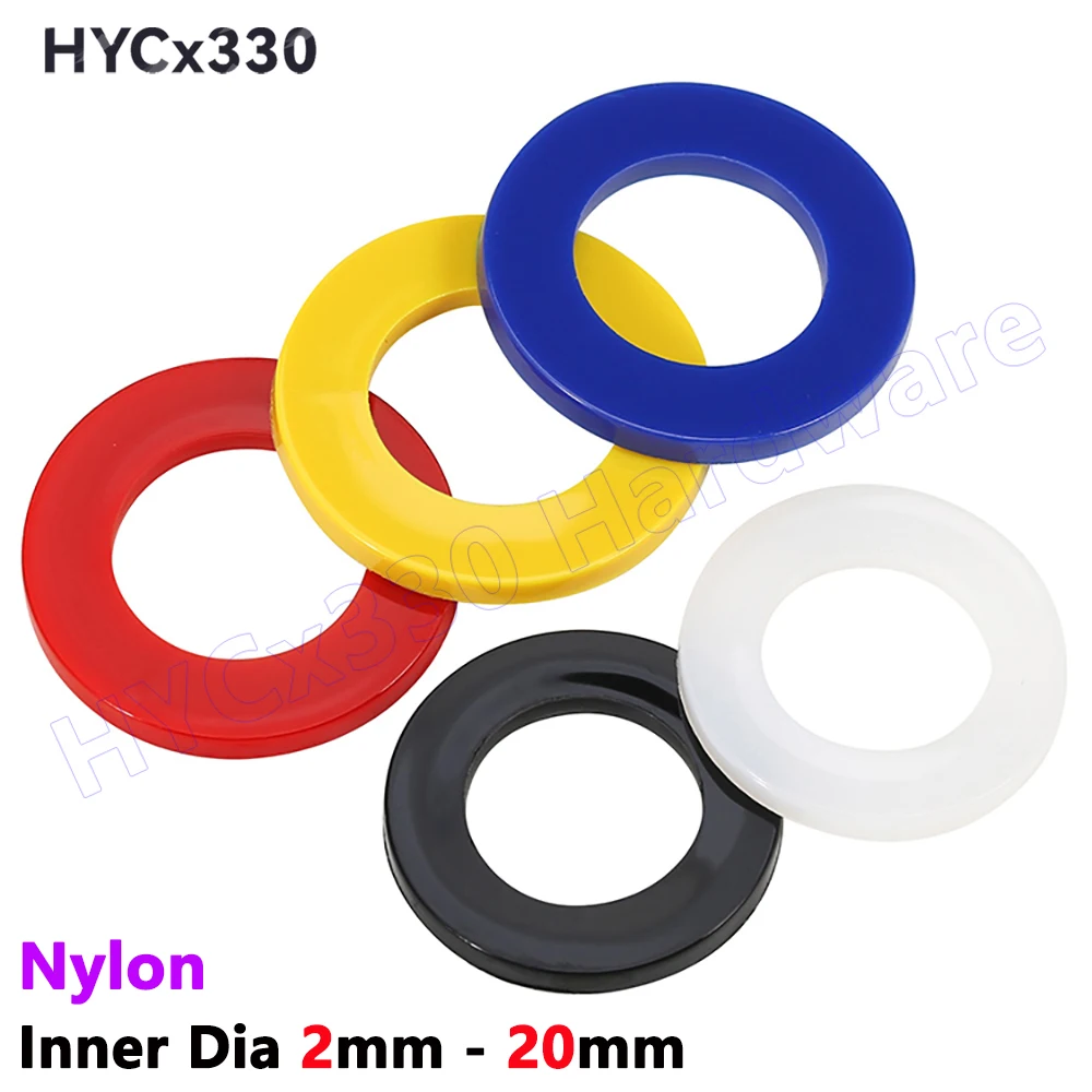 Colorful Nylon Gaskets Plastic Washer Inner Dia 2mm - 20mm Insulated Round Flat Spacer Red Yellow Blue White Black