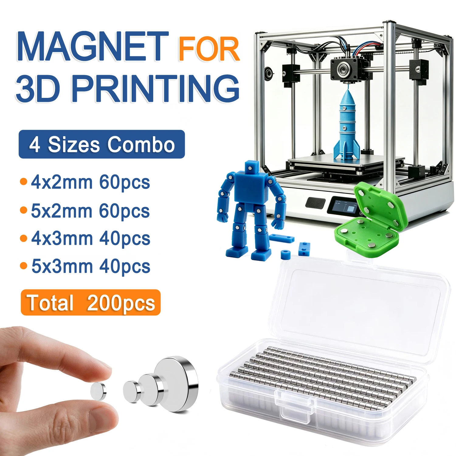 8 Different Sizes Magnets For 3D Printing,4x2 4x3 5x2 5x3 6x2mm Strong Magnets For Refrigerator,Office, DIY, Crafts,3D Printing