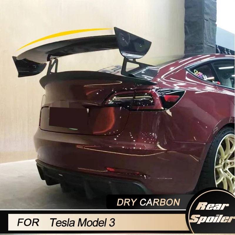 

Автомобильный задний спойлер, крыло для Tesla Model 3 Sedan, 4-дверный 2016-2021 гоночный задний спойлер из углеродного волокна для крыла багажника