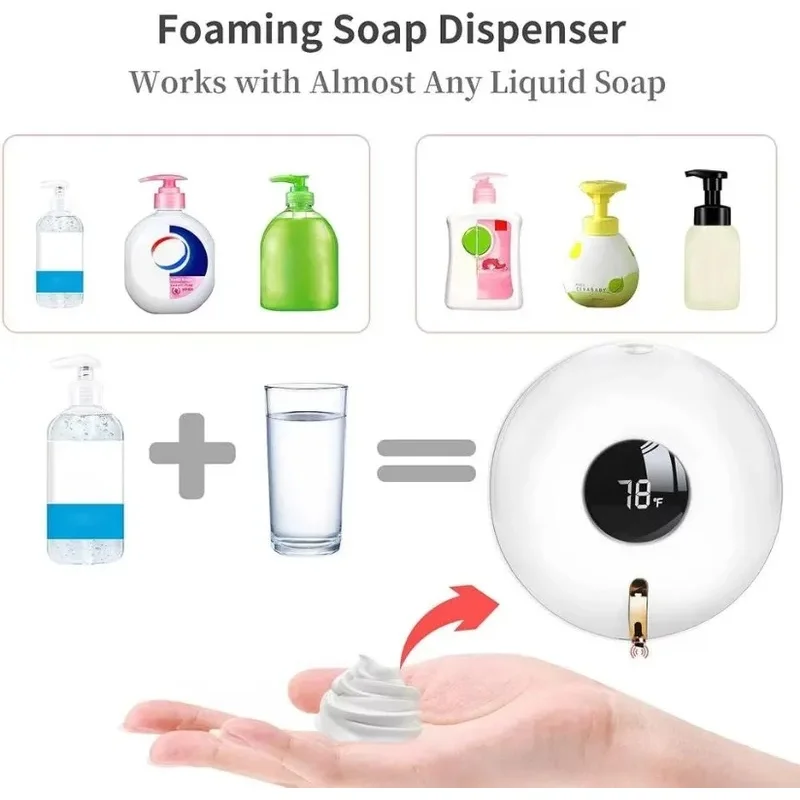 NEWAutomatic Touchless Foam Soap Dispenser USB Rechargeable Wall Mounted Hand Washer LED Display Intelligent Automatic Induction - view 4