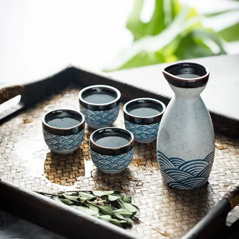 Japanese Sake Set Ceramic Bar Sets(Bottle and Cup)Household Wine Separator Baijiu Cups Restaurant Wine Appliance Relocation Gift