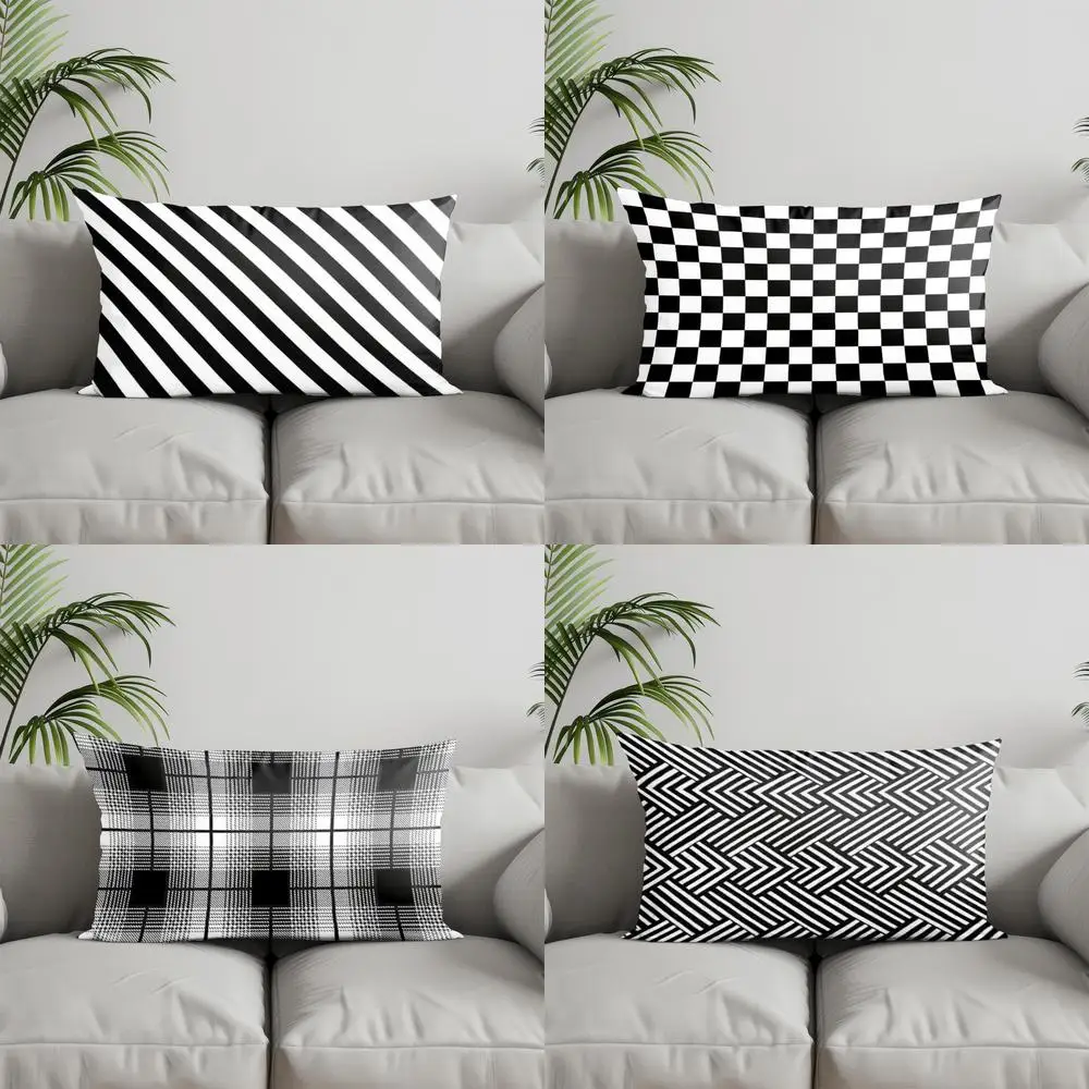 Home Decor Modern Black and White Stripe Pillow Suitable For Sofa Bedroom Car Pillow Cover Cushion Rectangular Back Cushion