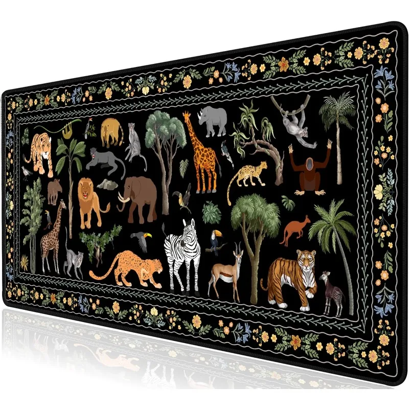 

Jungle Animal keyboard and mouse pad Bohemian Flower Extra-large anti-slip rubber is suitable for home, office and gaming