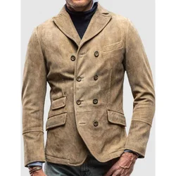 Men's Jacket Men's Suede Men's Jacket Double Breasted Single Jacket Slim Fit Fashion Casual Comfortable Commuter Work Clothes