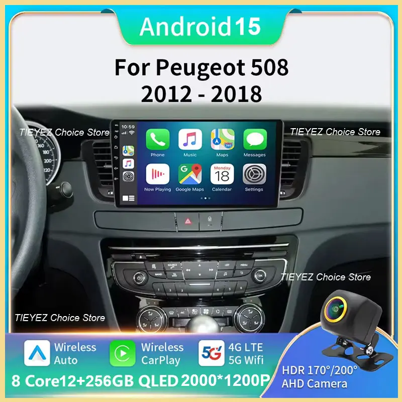 

Android 15 Carplay Auto 2K экран автомобильный радиоприемник мультимедийный плеер для Peugeot 508 2011-2018 авторадио GPS стерео 2 din головное устройство