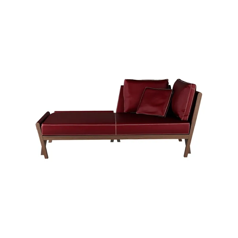 Imported first-layer cowhide concubine position North American black walnut solid wood designer modern simple single sofa