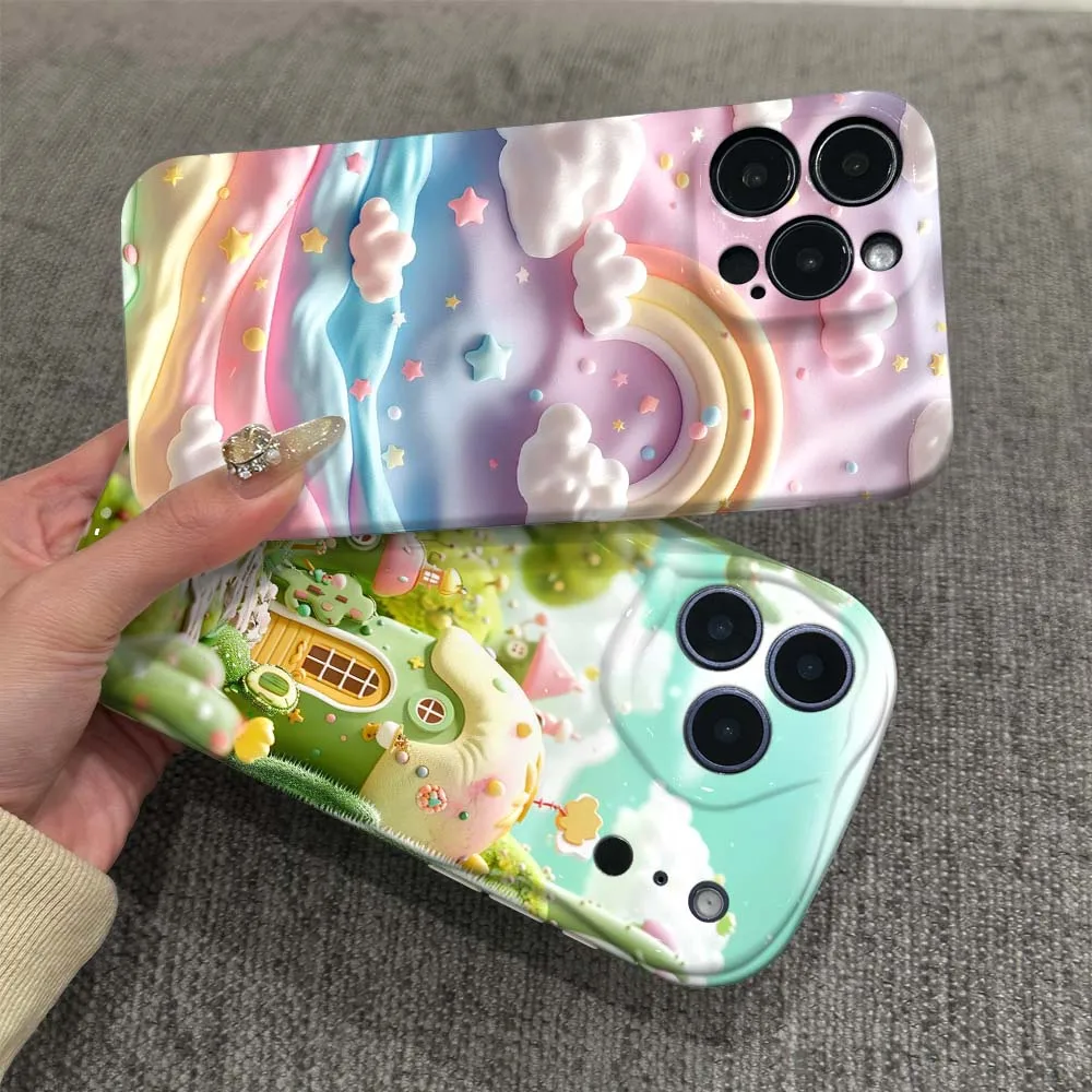 

Dreamy landscape pattern Cover For Apple iPhone 17 16 15 14 13 12 11 X XS XR Air Pro Max Plus Mini Feilin Wave Oil Shell