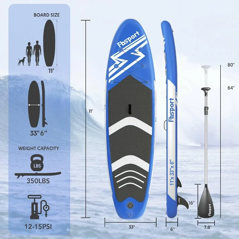 11' Premium Stand Up Paddle Board, Yoga Board with Durable SUP Accessories & Carry Bag Wide Stance, Surf Control, Non-Slip