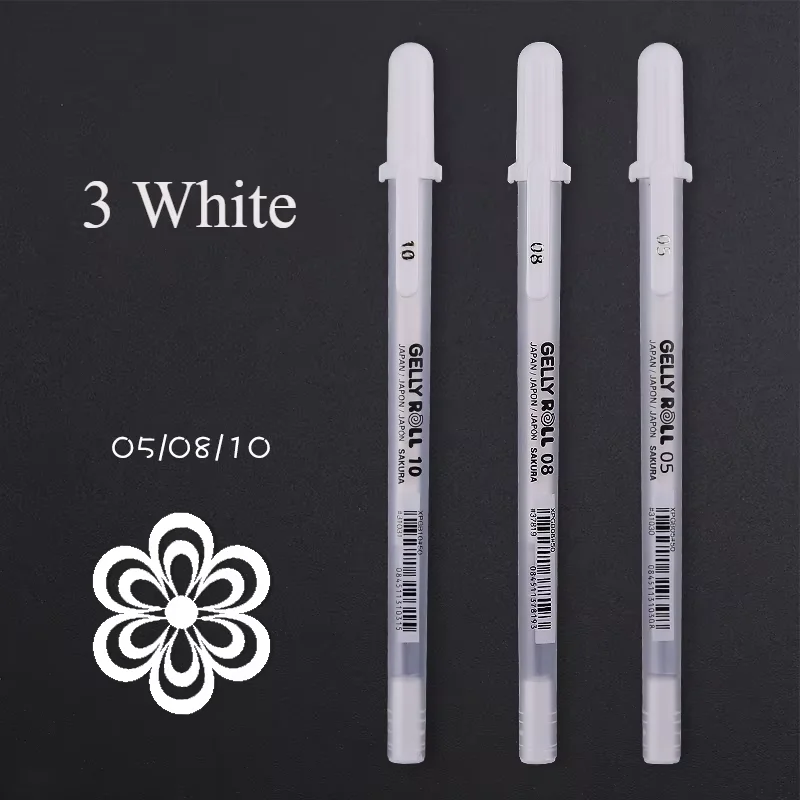 1/3PCS SAKURA Gelly Roll Gel Pennen Hoogtepunt Marker voor Journaling Art Tekening Klassieke Witte Inkt Diverse punt Fijn Medium Vet